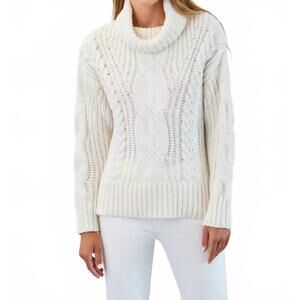 NEW FDJ cowl neck cable sweater in cream